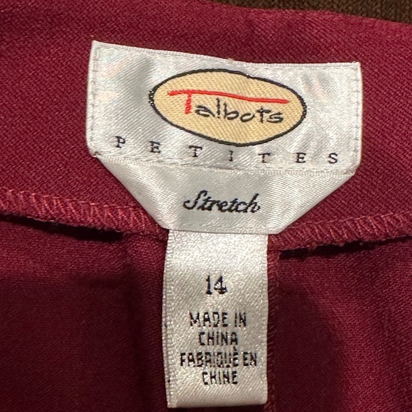 Talbots Burgundy Classic Stretch  Side Zip Flat Front Ankle Pants Sz 14P - Picture 4 of 10
